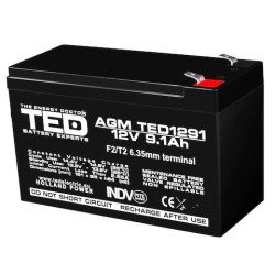 Acumulator stationar 12V 9,1 Ah F2 AGM VRLA TED Electric TED