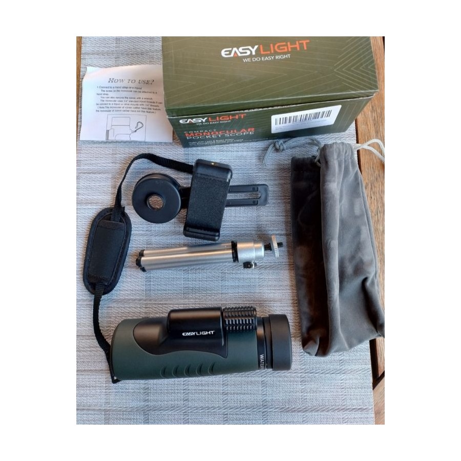 Monoclu, Telescop, EASYLIGHT 10x42, Tripod, Atasare SmartPhone, Lentila FMC, Prisma BAK4
