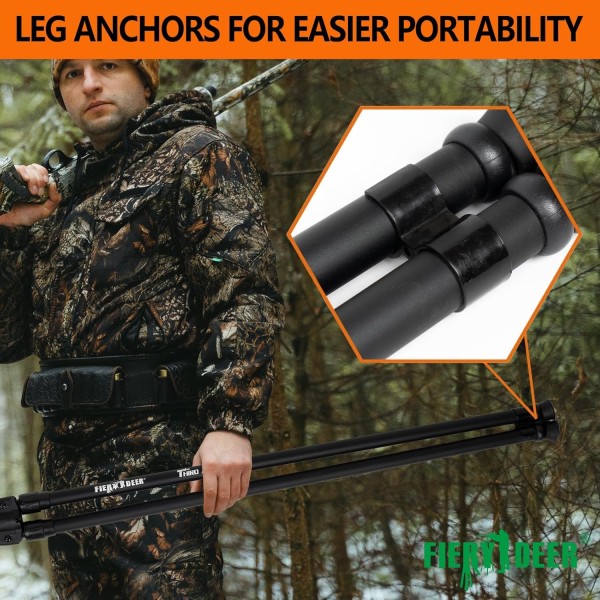 Bipod FIERY DEER Gen4, V-Yoke rotativ si detasabil, inaltime ajustabila, 97-160 cm