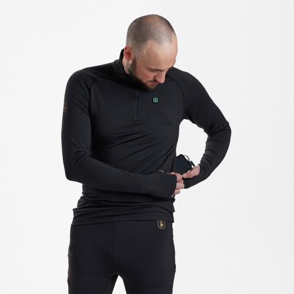Tricou cu incalzire DEERHUNTER Heat zip-neck (Black)