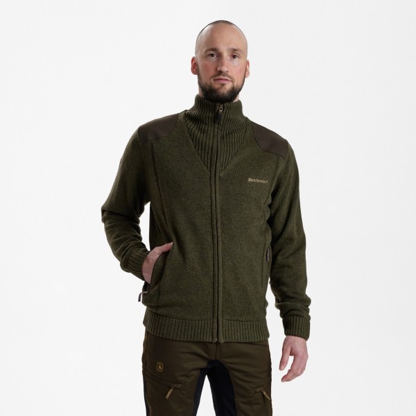 Cardigan din tricot DEERHUNTER Carlisle cu Stormliner¬Æ (Green Melange)