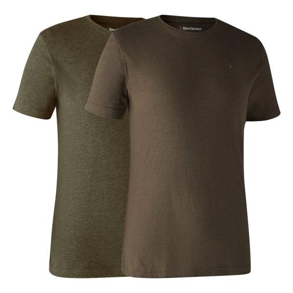 Pachet 2 tricouri DEERHUNTER Basic (Adventure Green mel/Brown Leaf mel.)