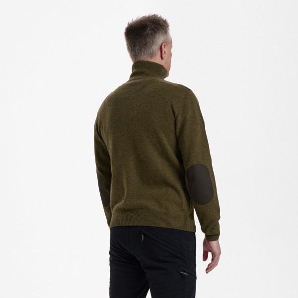 Pulover tricotat DEERHUNTER Sheffield cu guler cu fermoar (Cypress)