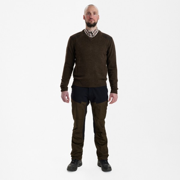 Pulover tricotat DEERHUNTER Sheffield V-Neck (Dark Elm)