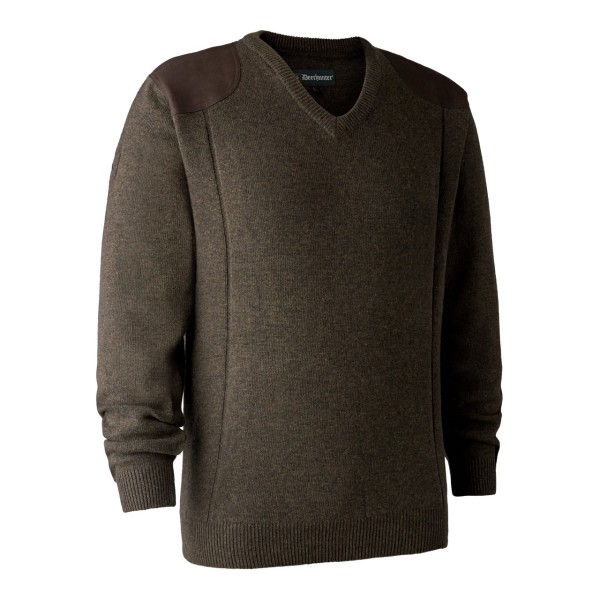 Pulover tricotat DEERHUNTER Sheffield V-Neck (Dark Elm)