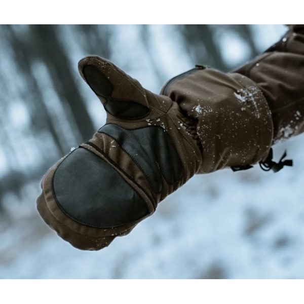 Mănuși de vânătoare cu încălzire Härkila Heat HSP Fold-Back Mittens, Hunting Green